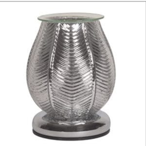 40W Ribbed Glass Electric Aroma Lamp - Silver Lustre 18cm