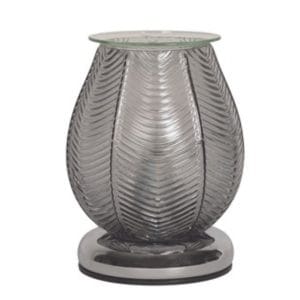 40W Ribbed Glass Electric Aroma Lamp - Grey Lustre 18cm