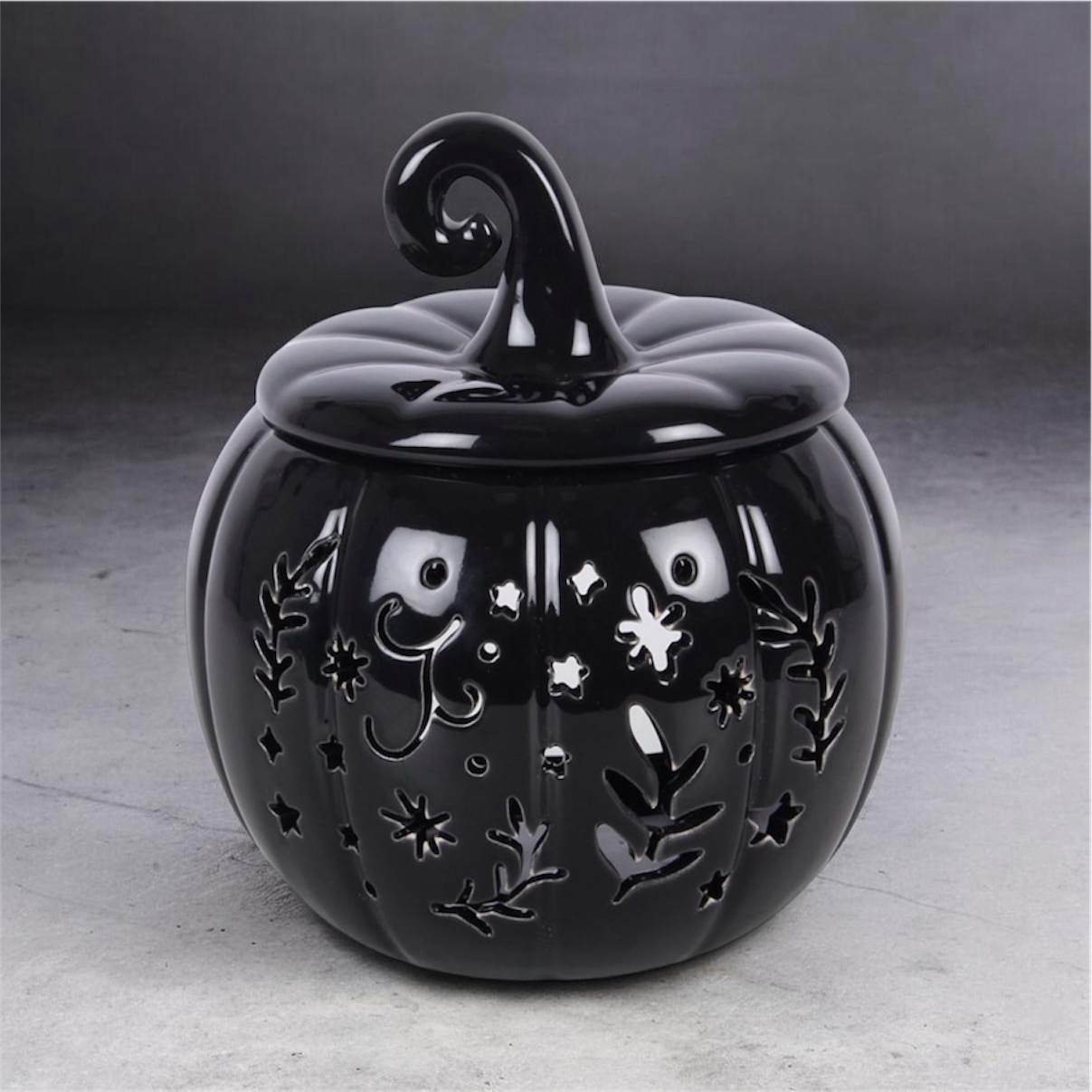 Black ‘Folk’ Pumpkin Tealight Wax Burner
